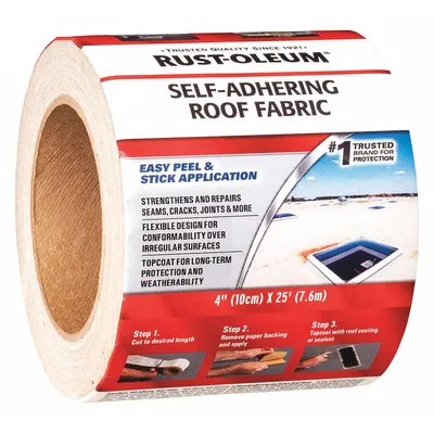 RUST-OLEUM Roof Repair Tape, 4 in x 25 ft, White, Fabric, for Metal Surfaces - Roof Tapes