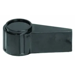 Thermoset pointer control knob with 1.65 in diameter and 0.625 in height. Features an unthreaded bushing for mounting. Used for manual adjustment on control panels, valves, switches, and potentiometers in industrial equipment.