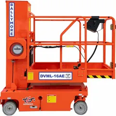 Battery-powered drivable scissor lift with a 15.4 ft elevated platform height and a 58 in x 30 in platform. Includes a platform extension for increased reach. Suitable for indoor maintenance, warehousing, and light industrial tasks requiring elevated access.