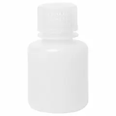 HDPE Narrow Mouth Round Lab Bottle, 1 fl oz (30 mL), Colorless, 20-415 mm Screw Closure, Attached
