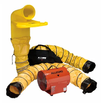 ALLEGRO Confined Space Blower: 120 V AC, 12 in Duct Dia, 1/3 hp Horsepower, Black/Orange - Axial Blower & Ducting Combination Units