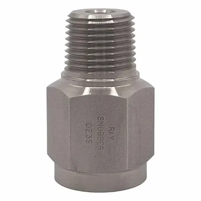 RAY Pressure Gauge Snubber: Stainless Steel, Piston, Stainless Steel NPT - Piston-Type Snubbers for Air, Water & Steam