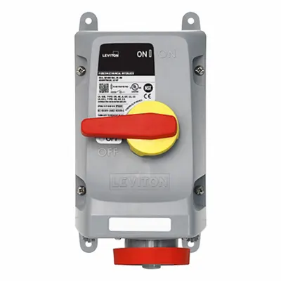 LEVITON Mechanical Interlock: 480V AC, Three Phase, 30 A, 3 Pole - Fused Washdown-Rated Interlocks