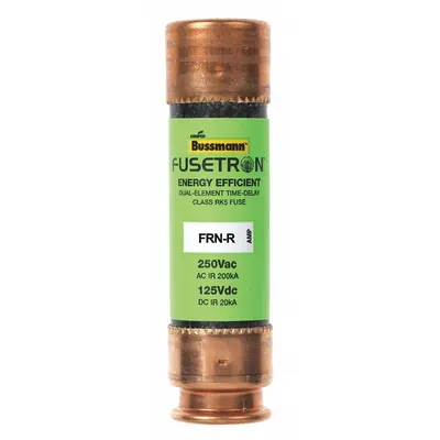 BUSSMANN Fuse: Class RK5, FRN-R Series, Time-Delay, 20 A, 250 V AC, 125 V DC - Time-Delay Cylindrical Fuses