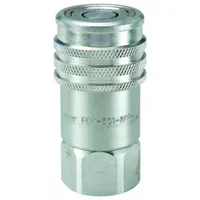 Steel-bodied quick-connect coupling body with 1/2"-14 thread size and maximum flow rate of 45.42 lpm. Designed for hydraulic systems requiring reliable fluid transfer in industrial machinery, mobile equipment, and hydraulic power units