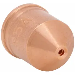 This nozzle is a replacement component for Hypertherm Duramax HRT/HRTs/MRT handheld plasma torches. Rated at 85 A, it focuses the plasma arc for cutting metal in industrial applications.