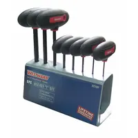 WESTWARD Hex Key Set: 6 - 10 Pieces, T, SAE, Std End, Long, 8 Pieces, Organizer, Black Oxide, 8 Tips