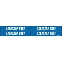 Pipe Marker: Asbestos Free, Blue, White, Fits 3/4 to 2 3/8 in Pipe O.D., 4 Pipe Markers (MPN 7017-4)