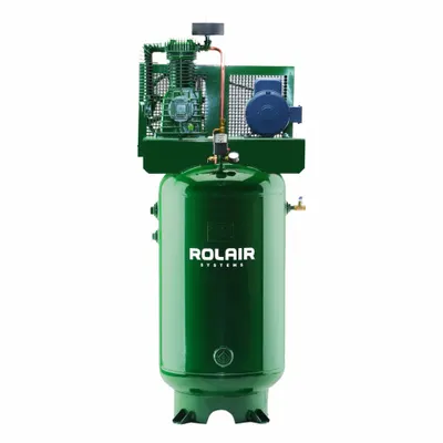 ROLAIR Electric Air Compressor: 5 hp, 1 Stage, Vertical, 80 gal, 18 cfm, 175 psi - Splash Lubricated Stationary Electric Air Compressors