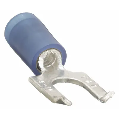 STA-KON Fork Terminals: Blue, Nylon, #8 Stud Size, 18 AWG – 14 AWG Wire Range, Flanged Fork - Insulated Fork Terminals