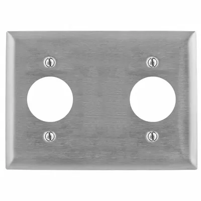 HUBBELL Wall Plate: Duplex Outlet, 3 Gang, Silver - General Purpose Wall Plates
