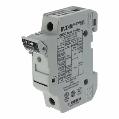 BUSSMANN Fuse Block: Finger-Safe, 1 Pole, DIN Rail Mounting - UL Class CC Fuse Blocks