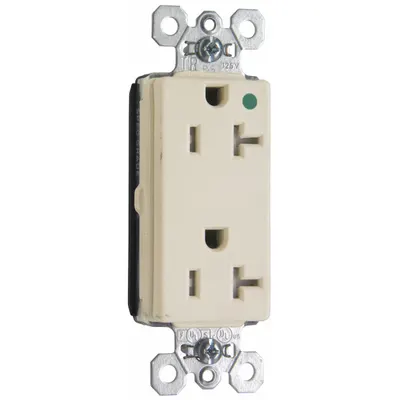 PASS & SEYMOUR Receptacle: Hospital Grade, Decorator Duplex, 5-20R, White - General Purpose Receptacles
