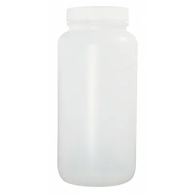QORPAK Sampling Bottle: HDPE, 500 mL, 16.9 fl oz, Closure Included, Natural, 53-400 - HDPE Wide Mouth Round Lab Bottles