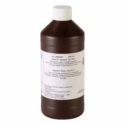 HACH Turbidity Standard: Lab, 500 mL Volume, Semi-Solid, 200 NTU, Bottle, 100-97-0 - Turbidity Standards