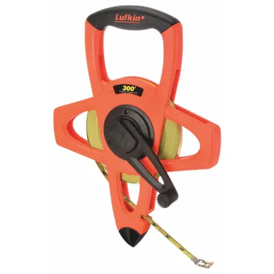CRESCENT LUFKIN Long Tape Measure: Manual, PS1809DN, SAE/Engineers Scale, 300 ft, 1/100 ft - Open-Reel Long Tape Measures