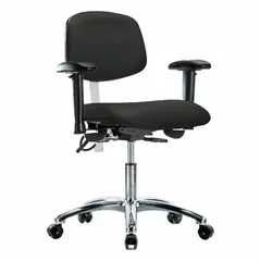 Vinyl ESD & Cleanroom Chair with Arms, ISO 5, ESD-Safe, Aluminum Base