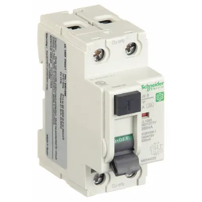 IEC Supplementary Protector: 25 A Amps, 240V AC, 260 mA Rated Residual Current - UL1053 DIN Rail-Mount Ground Fault Protectors