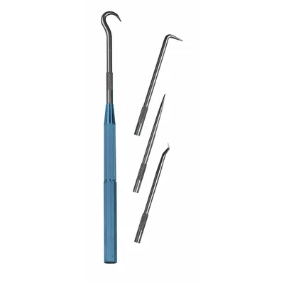 MOODY TOOL Scriber/Pick Set: ESD-Safe, 90° Angle/Curved/Straight, Round, Aluminum - Single-End Scribers