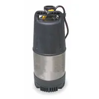 DAYTON Plug-In Utility Pump: 1 1/4 hp, 1/4 in Max. Dia. Solids, Continuous Duty, 240V AC
