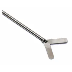 Radial blade overhead stirrer impeller with floating blade design for mixing and homogenizing liquids. Suitable for suspending solids, emulsifying, or blending samples in laboratory overhead stirrer systems.