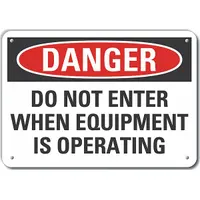 Aluminum Machine & Operation Danger Sign: Aluminum, Mounting Holes Sign Mounting, 0.04 in Thick (MPN LCU4-0584-NA_14X10)