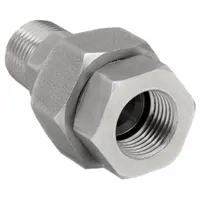 Stainless steel air gun swivel with 2 1/2-inch overall length. Compatible with EXAIR 1105 and 1105SS air guns. Used to provide flexible rotation on compressed air blow-off guns, reducing operator fatigue and hose kinking in industrial cleaning, drying, and part ejection applications