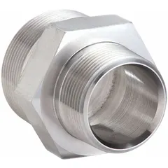 This 316 stainless steel reducer coupling connects pipes of different diameters in high-pressure hydraulic or pneumatic systems. Rated for 5,400 psi, it is suitable for extreme-pressure threaded pipe applications in industrial fluid power and process industries. Measures 2 3/32 in length.