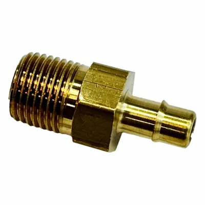 MEM-CO Mini Barbed Fitting Adapter: 3/4 in ID x 3/4 in Pipe x 5/8 in ID Size, MNPT x Tube - Standard Brass Barbed Tube Fittings