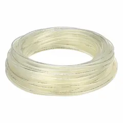 Metric polyurethane tubing with 10 mm inner diameter and 12 mm outer diameter, 100 ft length, beige color. Hardness Shore A 90 to 95, maximum operating pressure 150 psi at 180°F. Suitable for pneumatic systems, fluid transfer, and instrumentation lines requiring flexibility and abrasion resistance.