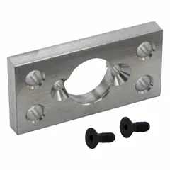 Steel flange mounting hardware with 2 in overall length, designed to fit 3/4 in bore diameter. Used for mounting and aligning pneumatic actuators or other equipment requiring a front flange interface.