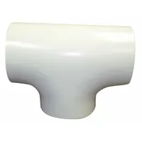 This PVC-jacket fitting cover is designed for tee fittings with a maximum outer diameter of 9 5/8 inches. It includes a fiberglass insulation insert and is installed using tacks. The cover provides thermal insulation and moisture control for piping systems in HVAC, plumbing, and process applications