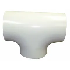 This PVC-jacket fitting cover is designed for tee fittings with a maximum outer diameter of 9 5/8 inches. It includes a fiberglass insulation insert and is installed using tacks. The cover provides thermal insulation and moisture control for piping systems in HVAC, plumbing, and process applications.