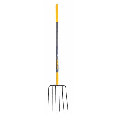 TRUE TEMPER Manure Fork: Steel Head, Straight Handle Type, Wood Handle - Agricultural & Garden Forks & Hooks