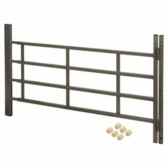 This hinged window security bar system is constructed from carbon steel with a bronze finish. It features 4 bars, a height of 21 1/4 inches, and adjusts from 32 1/2 to 54 inches in width. Designed for inside mounting, it provides a physical barrier for windows while allowing emergency egress through the hinge mechanism. Suitable for residential or light-commercial windows.