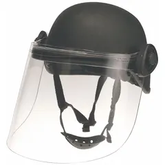 This Level IIIA aramid helmet features a suspension system and a Paulson face shield, fitting hat size M. Designed for ballistic protection in tactical and security environments, it provides impact and fragmentation defense.