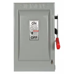 Fusible safety switch rated 60 A, single phase, 240V AC. Galvanized steel enclosure for indoor use. Provides manual disconnect and overcurrent protection for commercial and industrial electrical circuits.