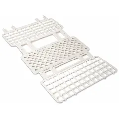 This white polypropylene test tube rack holds up to 60 tubes in individual compartments. Designed for benchtop use, it provides stable organization for sample handling, incubation, and general laboratory storage.
