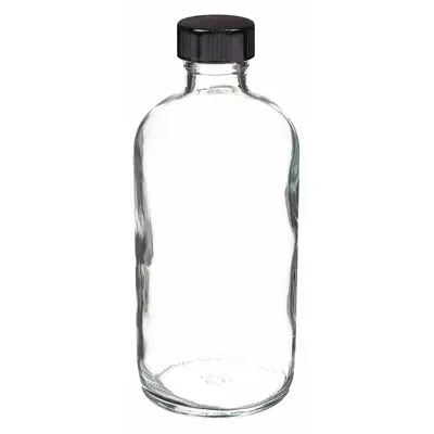KIMBLE Storage Bottle: 125 mL, Colorless, 22-400 mm, Phenolic, 24, PolyCone - Clear Narrow Mouth Round Glass Lab Bottles
