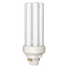 Compact fluorescent triple twin-tube lamp with 4-pin GX24q-3 base. Delivers 1,750 lumens at 3500K neutral white color temperature. Dimmable. Suitable for general lighting in commercial and industrial spaces such as offices, retail stores, and hospitality venues.