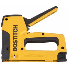 This outward-clinch staple gun is constructed of aluminum and accepts staple leg lengths from 1/2 in to 9/16 in. It is used for fastening materials such as sheathing, underlayment, and insulation where staple legs bend outward for a secure hold in construction and woodworking applications.