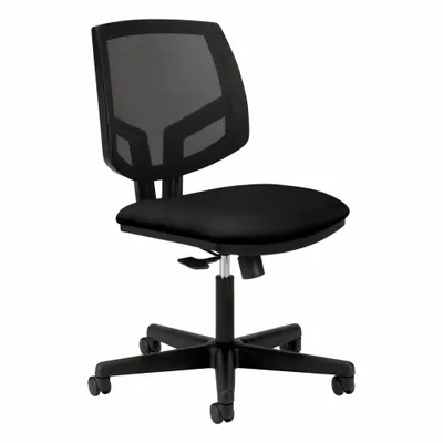 HON Office Chair: Volt, Black, Fabric & Mesh Material, 18 3/4 in Back Ht - Armless Office Chairs