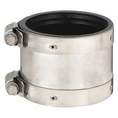FERNCO Flexible Pipe Straight: Neoprene, For 1 in_1 1/2 in Pipe, Copper x Iron - Shielded Flexible Transition Couplings