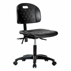 Polyurethane Lab Chair, Armless, Height Range 17 1/4 in to 22 1/2 in, 18 in Seat Width, 5 Casters