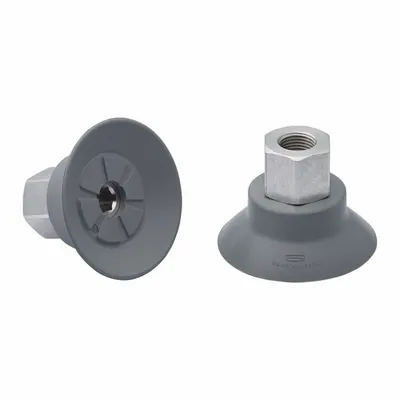 SCHMALZ Vacuum Pad Assembly: G1/8 in, 39.2 mm Pad Dia, NBR, 55 A, Gray - Flat Type Electronics Industry Vacuum Pad Assemblies