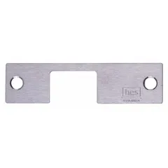 This HES electric strike faceplate is a replacement trim component for Series 1006 electric strikes. It measures 4 7/8 inches in height and is used in access control systems for securing doors in commercial and industrial facilities.