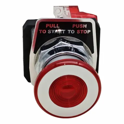 Dayton Emergency Stop Push Button: Non-Illuminated, Mushroom Head Profile, Metallic - Mushroom-Head Push Buttons