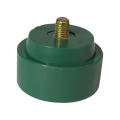 Threaded replacement face made of green nylon for use with compatible hammers. Features a 1-1/2 in diameter and 5/16-18 thread size. Provides a non-marring striking surface for applications where damage to the workpiece must be avoided.