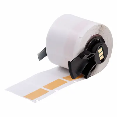 BRADY Wraparound Label: 1 1/2 in x 1 in, 1 in, Vinyl, Orange (Matte) - Brady Precut Label Rolls
