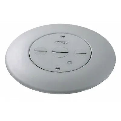 HUBBELL WIRING DEVICE-KELLEMS Service Fitting: Round, Gray, Aluminum, Smooth - Aluminum Electrical Floor Box Covers
